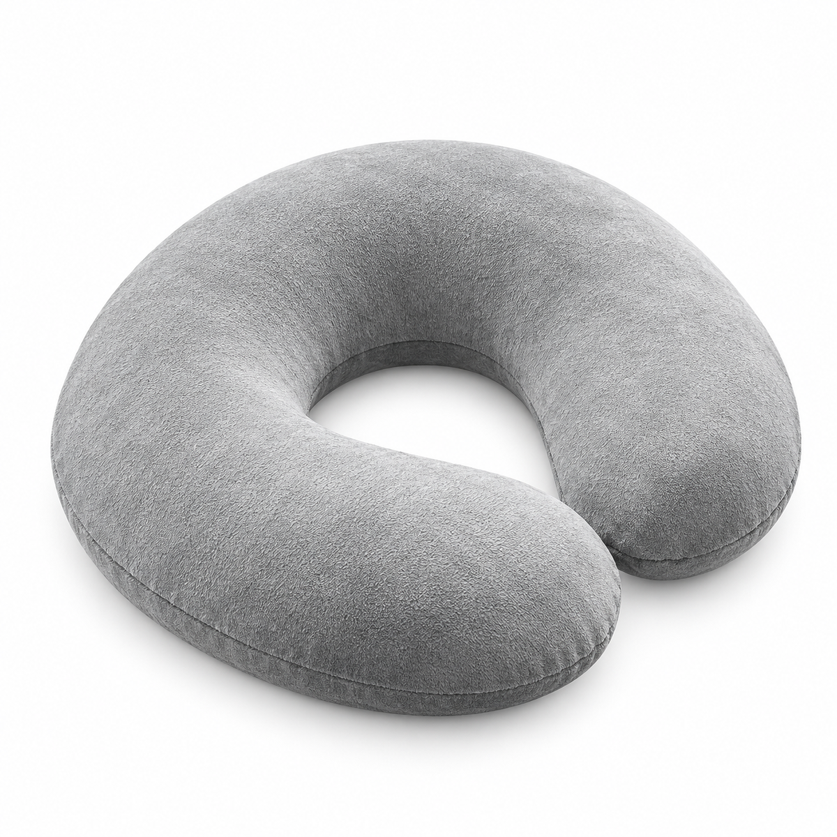 U-Shaped Travel Neck Pillow – Plush Grey Neck Support Cushion